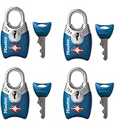 Master Lock 4689Q TSA Approved Luggage Lock, 4 Pack, Colors May Vary