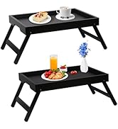 Asuthzon Bamboo Bed Tray Table with Foldable Legs, Breakfast in Bed Tray for Kitchen Serving Tray...