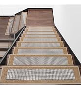 Hargiis Stair Treads for Wooden Steps Non-Slip Carpet, 15 PCS Polyester Indoor Stair Mats with Ru...