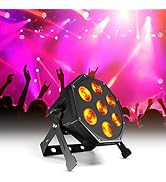 SHEHDS LED GlamoPar Lighting, 7x12w Stage Light, RGBWAUV 6in1 Color Mixing, Strobe Effect, Intell...