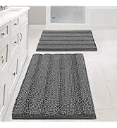 H.VERSAILTEX Grey Bathroom Rug Set Bath Mats, 2 Piece Bath Mats for Bathroom Non Slip Thick Soft ...