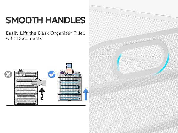 You could lift this paper organizer easily with smooth handles.