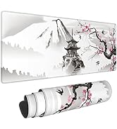 Japanese Cherry Blossom Gaming Mouse Pad XL Large Extended Sakura Desk Pad Non-Slip Rubber Base 3...