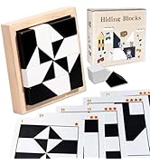 Block Puzzle, Plastic Cube Puzzle with Storage Tray Hidden Geometric Shape Pattern Jigsaw 3D Logi...