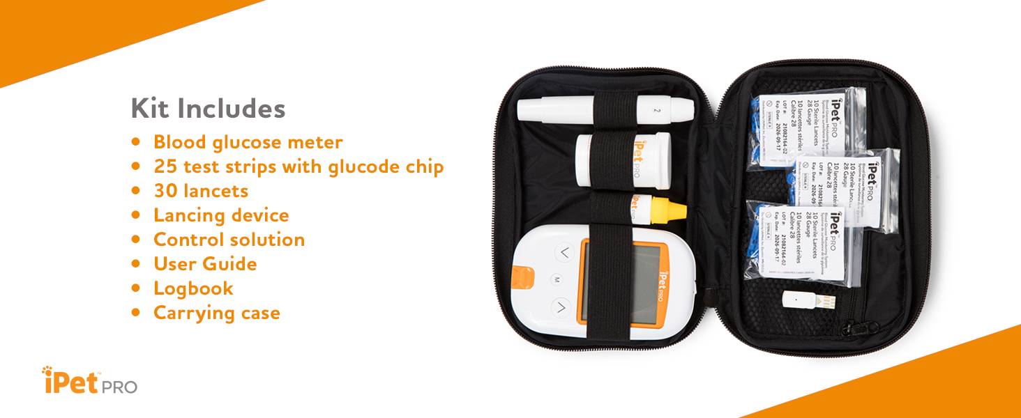 iPet PRO, Pet Glucose Monitoring Kit, Pet Blood Glucose Monitor, dog, cat, pet, test strips
