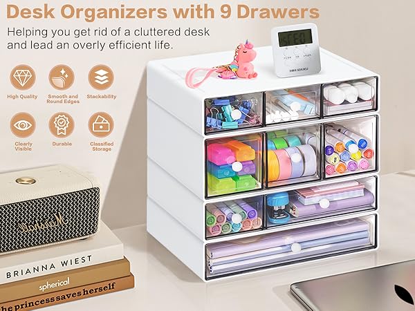 Desk Storage Organizer with 9 Drawers