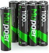 Mupoer Rechargeable AAA 8 Pack, Ni-MH 1100mAh High Capacity, Long-Lasting and Pre-Charged Triple ...