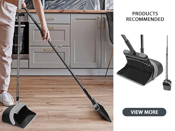 Gray Black Broom and Dustpan Set