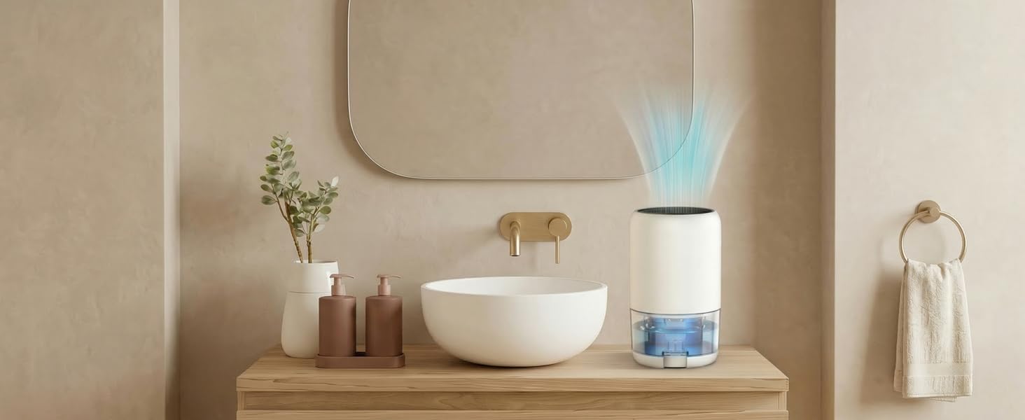 Versatile dehumidifier for living room bedroom bathroom and RV camper condensation.