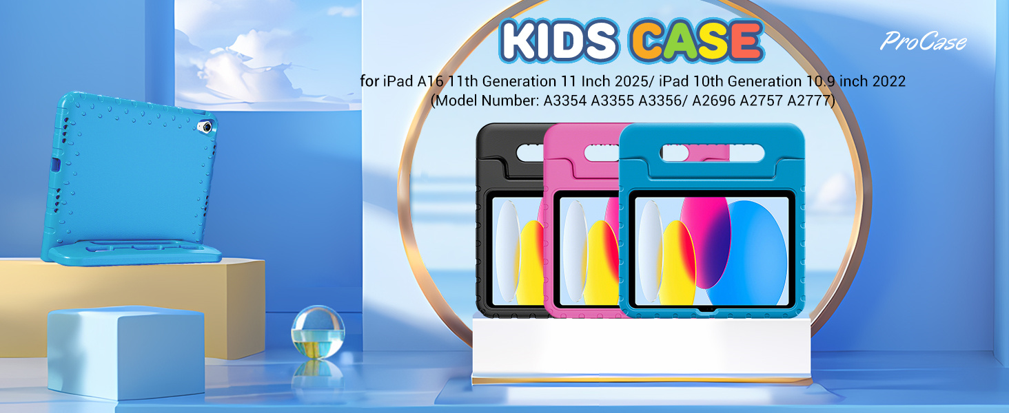 ProCase Kids Case 2025 iPad A16 11-inch 11th Generation / 2022 iPad 10th 10.9 inch