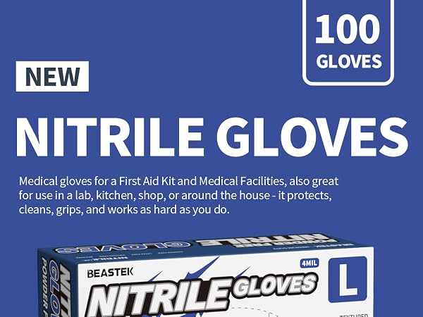 BEASTEK NITRIL GLOVES BLUE VIOLET MEDICAL EXAM GLOVES 4 MIL