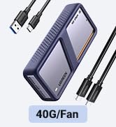 UGREEN 40Gbps M.2 NVMe Enclosure with Cooling Fan, Anti-Drop SSD Enclosure for MacBook, Aluminum ...