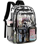 abshoo Large Clear Backpack For Girls Women School Bookbag Heavy Duty Transparent Backpack (Black)
