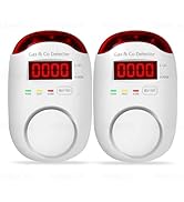 2 Packs Gas &amp; Carbon Monoxide Detectors - Plug in Carbon Monoxide Detector &amp; Propane, Natural Gas...