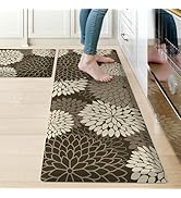 KIMODE Anti Fatigue Kitchen Mats for Floor,Farmhouse Floral Kitchen Rugs Sets of 2 Non Slip,Water...