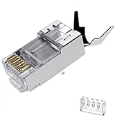 VIVOCH 50 Pcs Cat7 RJ45 Connectors, Cat7 RJ45 Plugs, Cat7 2-Piece Metal Shielded RJ45 Ends FTP 8P...