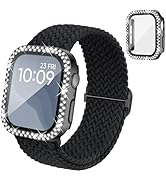 Braided Stretchy Band Compatible for Apple Watch Bands for Women and Case 40mm 41mm 42mm 44mm 45m...