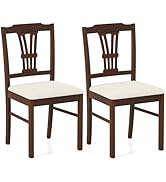 Giantex Wooden Dining Chairs Set of 2, Upholstered Kitchen Chairs with Solid Rubber Wood Frame, H...