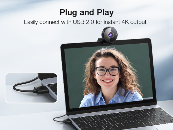 4K webcam for laptop Convenient Plug&amp;amp;Play