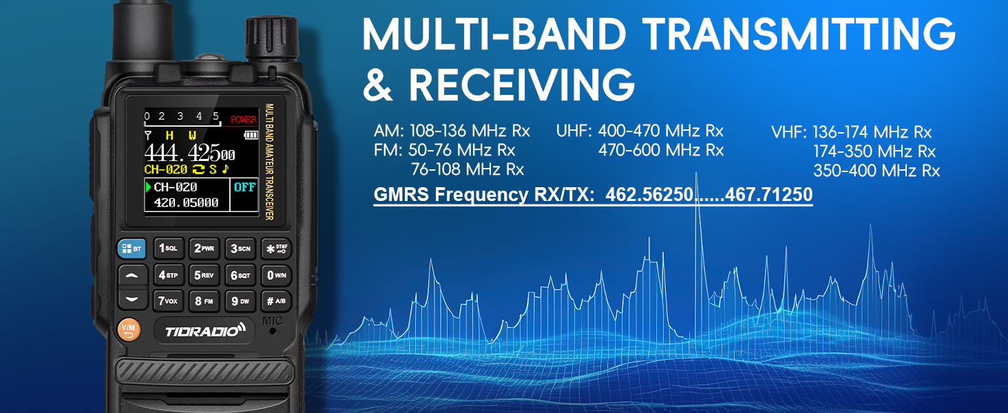 Tidradio TD-H3 Multiband transmitting and receiving gmrs handheld radio