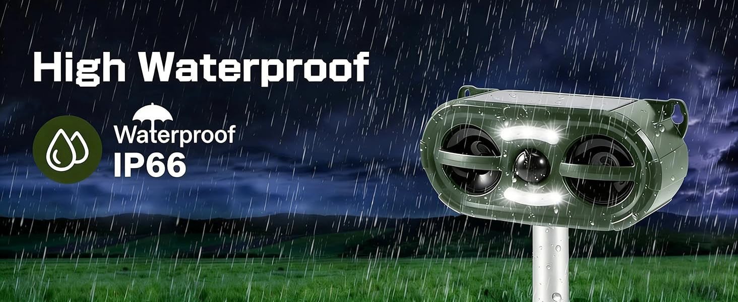 Animal repellent outdoor solar powered and Flash Light IP66 Waterproof