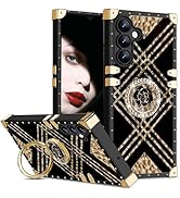 Ephoou for Samsung Galaxy S25 FE Case with Diamond Kickstand, Women Girls Luxury Flowers Pattern ...