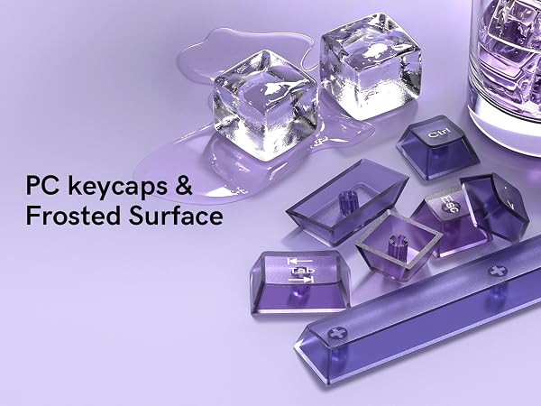 Gradient Purple Frosted keycaps,Translucent Jelly Key caps Set,Shine Through Key caps,Cherry Profile