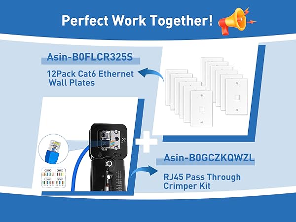 Cat6 Pass ThroughCrimper Kit perfect with Cat6 Ethernet Wall Plates