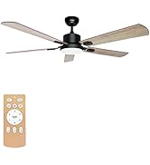 Simple Deluxe 52-inch Ceiling Fan with LED Light and Remote Control, 6-Speed Modes, Fan Rotating ...