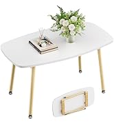 WOHOMO Folding Coffee Table White Small Coffee Tables for Living Room Portable Simple Modern Cent...