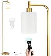 Ziisee Floor Lamps for Living Room - Industrial Standing Lamp with Remote Control Glass Shade, Mo...