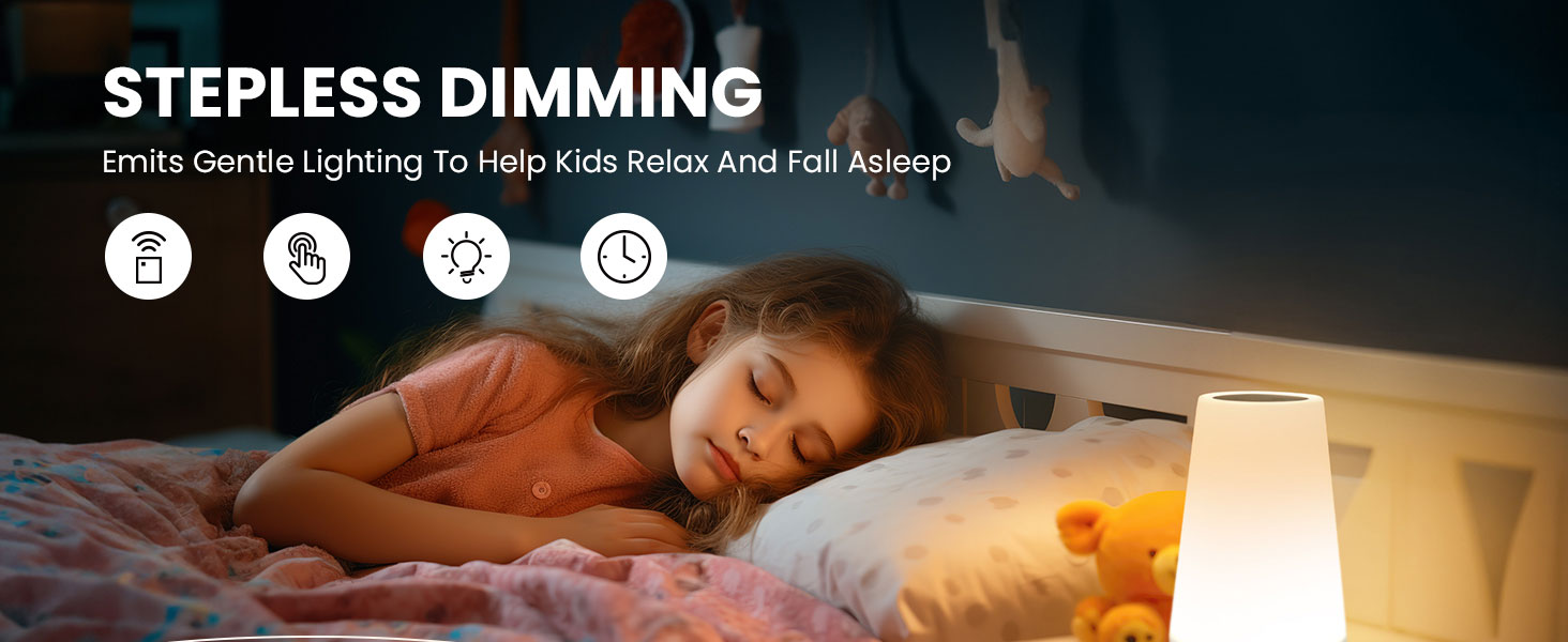 The child is sleeping with a night light on.