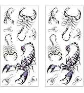 2Pcs 3D Scorpion Temporary Tattoos Temporary Tattoos Stickers Fashionable Fake Tattoos Removable ...