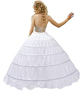 feelP0P0 Plus Size Hoop Skirt for Women Floor Length Crinoline Petticoat Underskirt for Wedding D...