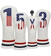 Golf Head Covers, 4pcs or 1pc USA Stars and Stripes Golf Club Covers for Woods and Driver Fairway...
