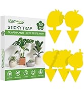 Yellow Sticky Traps for Plant Gnats, 50 Pack Fungus Gnat Trap, Effective Sticky Gnat Traps for In...