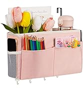 Frjjthchy Bedside Storage Organizer 5 Pockets with 4 Hooks Hanging Storage Bag for Headboards/Bun...