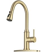 Gold Kitchen Faucet with Sprayer,Single Handle Kitchen Sink Faucet with Pull Out Sprayer, Champag...
