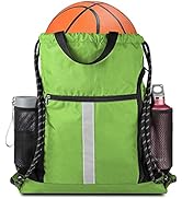 Drawstring Backpack Sports Gym Bag With Shoe Compartment and Two Water Bottle Holder