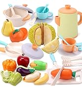 RUIDYA Play Kitchen Accessories, Kids Kitchen Pretend Play Role Play Cutting Fruit Food Toy &amp; Coo...