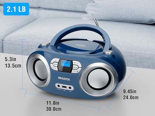 Portable CD Player Boombox with Item dimensions