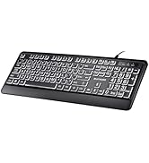 LOONASA Large Print Backlit Keyboard with Palm Rest, Comfortable Quiet USB Wired Lighted Computer...