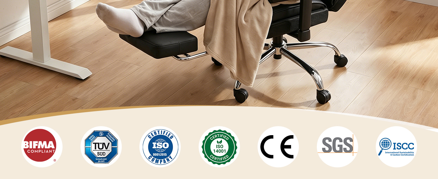 BESTFAIR Big and Tall Office Chair - High Back Executive Chair with Footrest &amp;amp; Lumbar Support