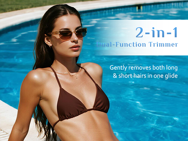 2-in-1 Dual-Function Trimmer Gently removes both long&amp; short hairs in one glide