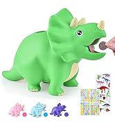 PJDRLLC Dinosaur Piggy Bank for Kids, Unbreakable Plastic Money Coin Bank for Boys and Girls, Gre...