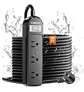 VNJ Outdoor Power Strip with 3AC Outlets, IPX6 Waterproof Surge Protector, Safety Lock Design and...