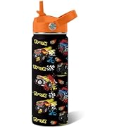 Truck Gifts for Kids - 18 Oz Kids Water Bottle with Straw Lid, Stainless Steel Insulated Tumbler,...