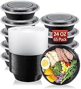 SHOPDAY Meal-Prep-Containers-[65 Pack] 24 oz Plastic-Food-Storage-Containers-with-Lids, Disposabl...