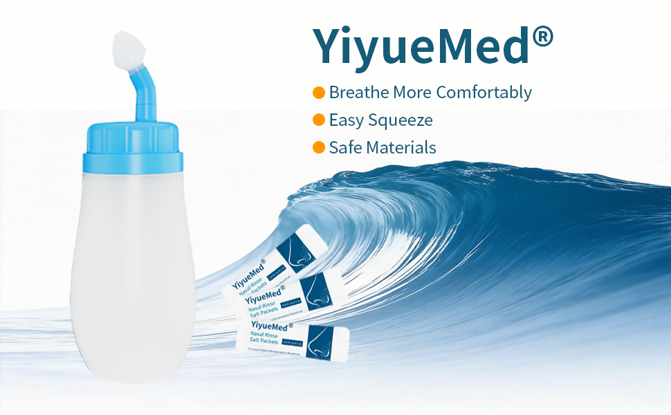 YiyueMed Silicone Nasal Rinse Kit, Breathe More Comfortably, Easy Squeeze, Safe Materials