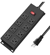 JUNNUJ Heavy Duty 20 Amp Power Strip, Garage 8 Outlets Metal 12 Gauge Surge Protector 3000J, High...